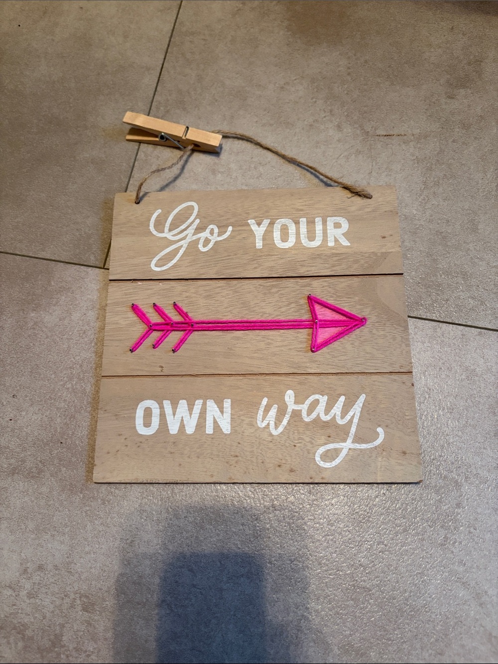 Rustic Pink Arrow 'Go Your Own Way' Wall Sign by